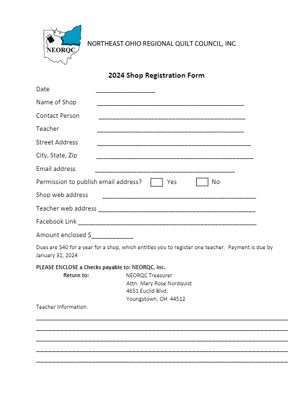 NEORQC Registration Form2024 SHOP